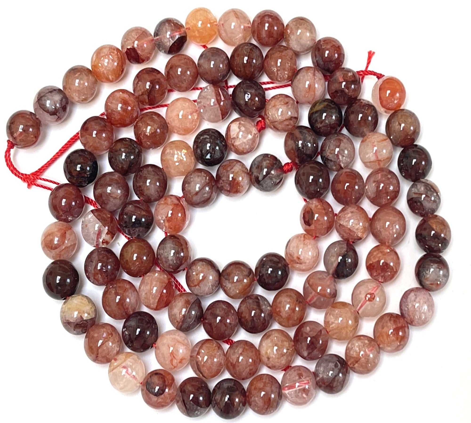 Red Hematoid Quartz 8mm round natural gemstone beads 15.5" strand - Oz Beads 