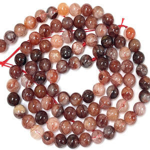 Red Hematoid Quartz 8mm round natural gemstone beads 15.5" strand - Oz Beads 