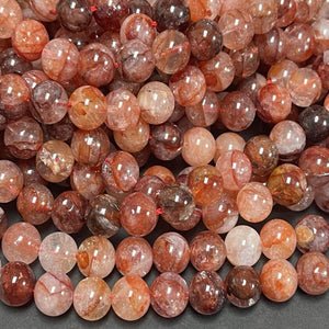 Red Hematoid Quartz 8mm round natural gemstone beads 15.5" strand - Oz Beads 
