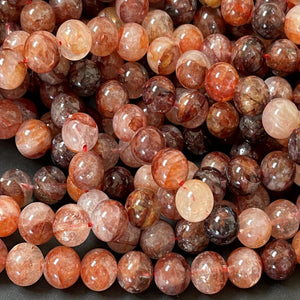 Red Hematoid Quartz 8mm round natural gemstone beads 15.5" strand - Oz Beads 
