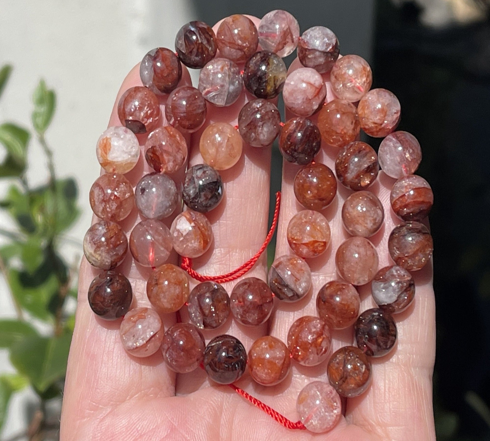 Red Hematoid Quartz 8mm round natural gemstone beads 15.5" strand - Oz Beads 