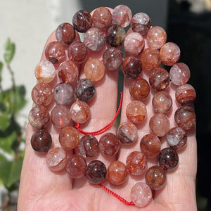 Red Hematoid Quartz 8mm round natural gemstone beads 15.5" strand - Oz Beads 