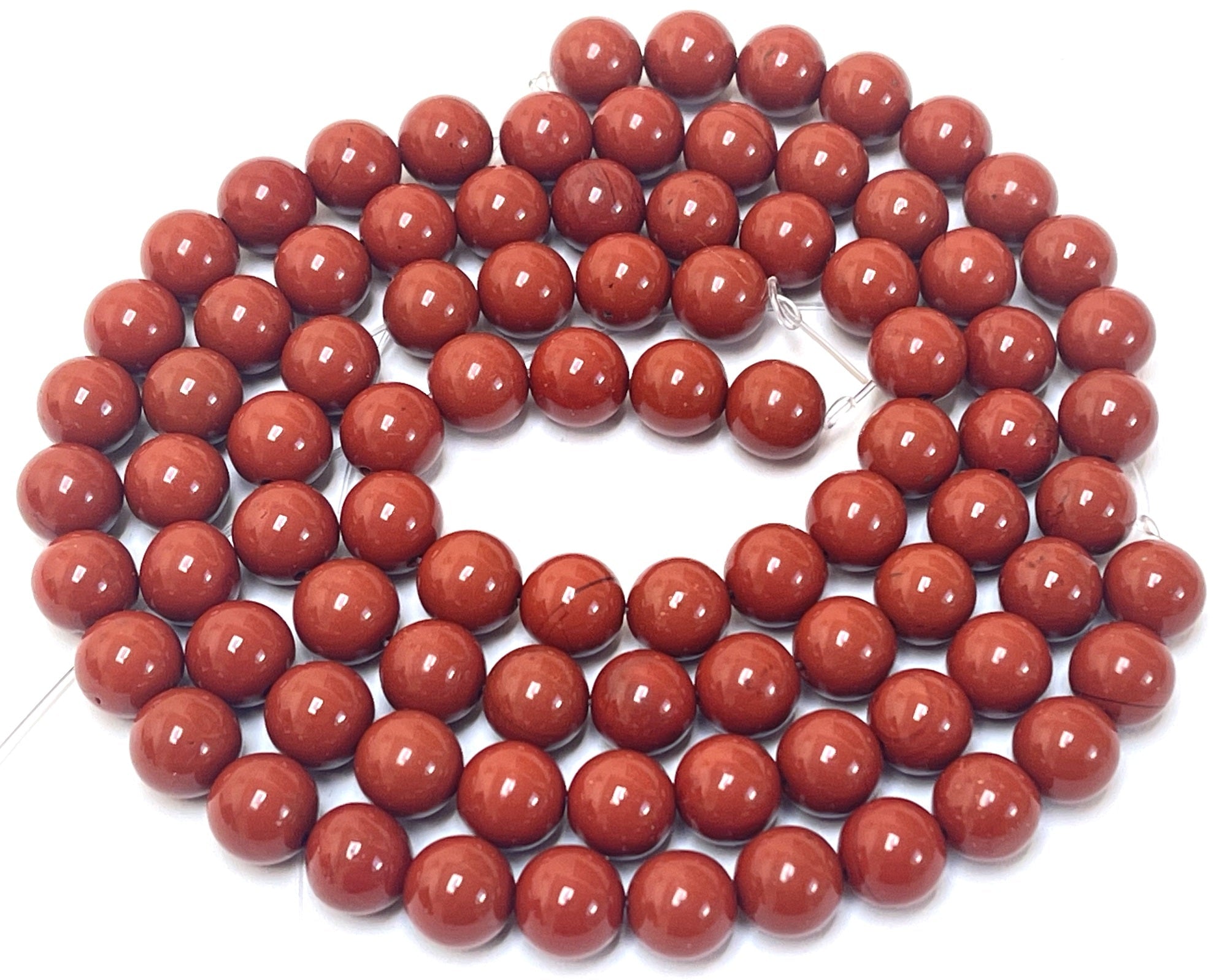 Red Jasper 8mm round natural gemstone beads 15" strand - Oz Beads 