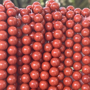 Red Jasper 8mm round natural gemstone beads 15" strand - Oz Beads 