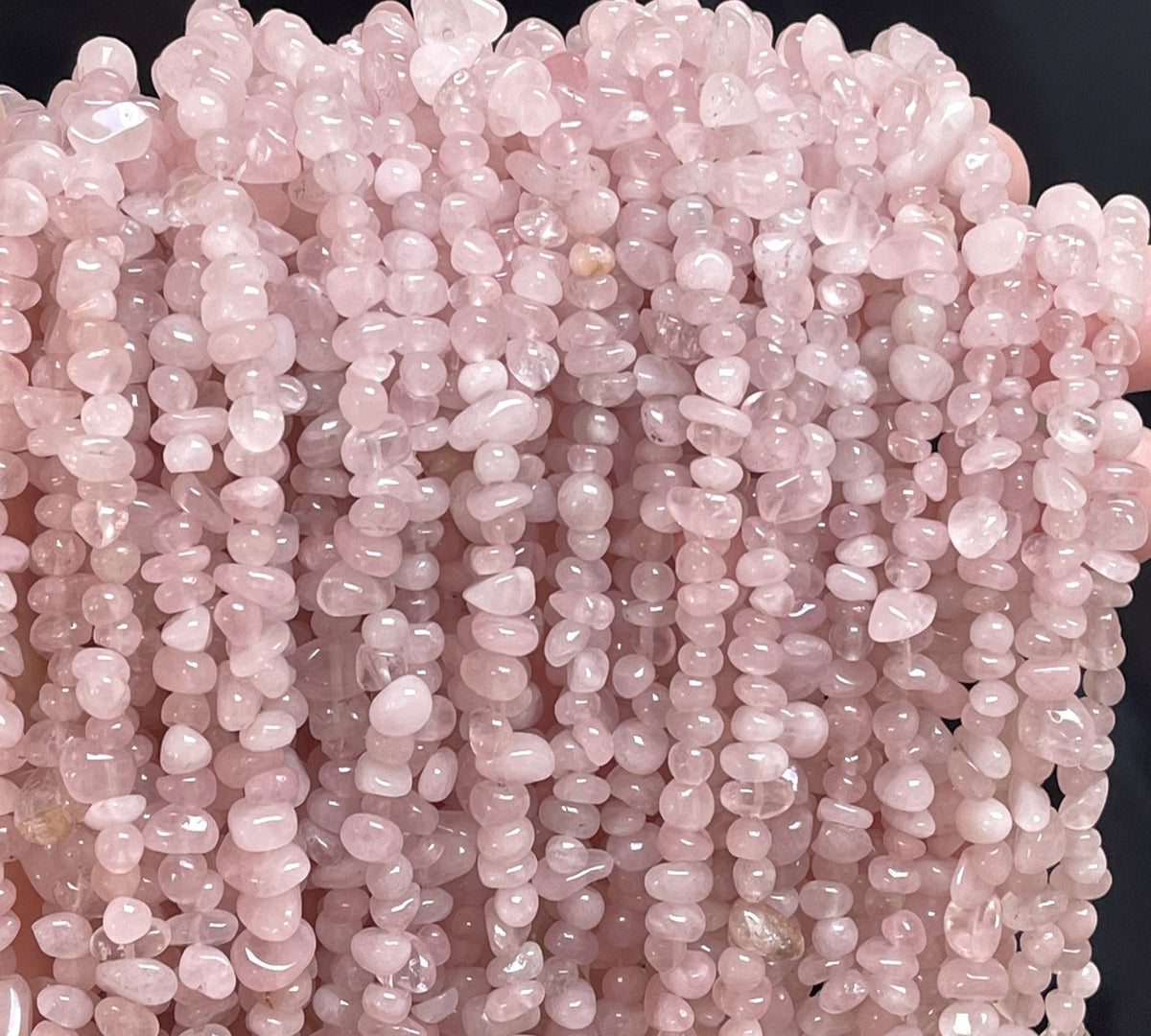 Rose Quartz 6-9mm chip beads natural gemstone chips 32" strand - Oz Beads 