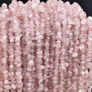 Rose Quartz 6-9mm chip beads natural gemstone chips 32" strand - Oz Beads 