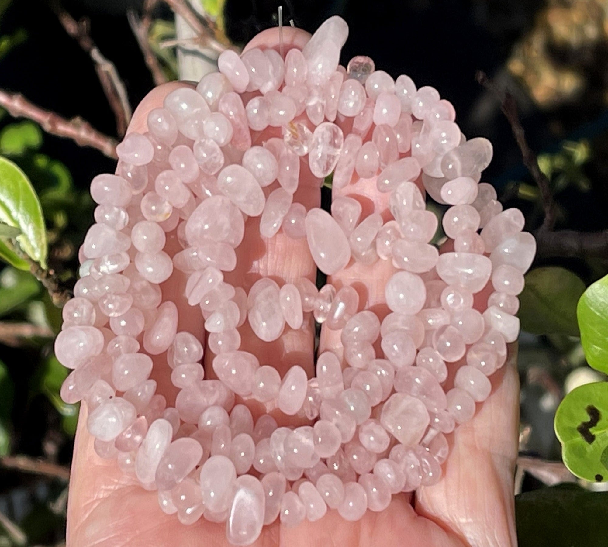 Rose Quartz 6-9mm chip beads natural gemstone chips 32" strand - Oz Beads 