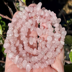 Rose Quartz 6-9mm chip beads natural gemstone chips 32" strand - Oz Beads 