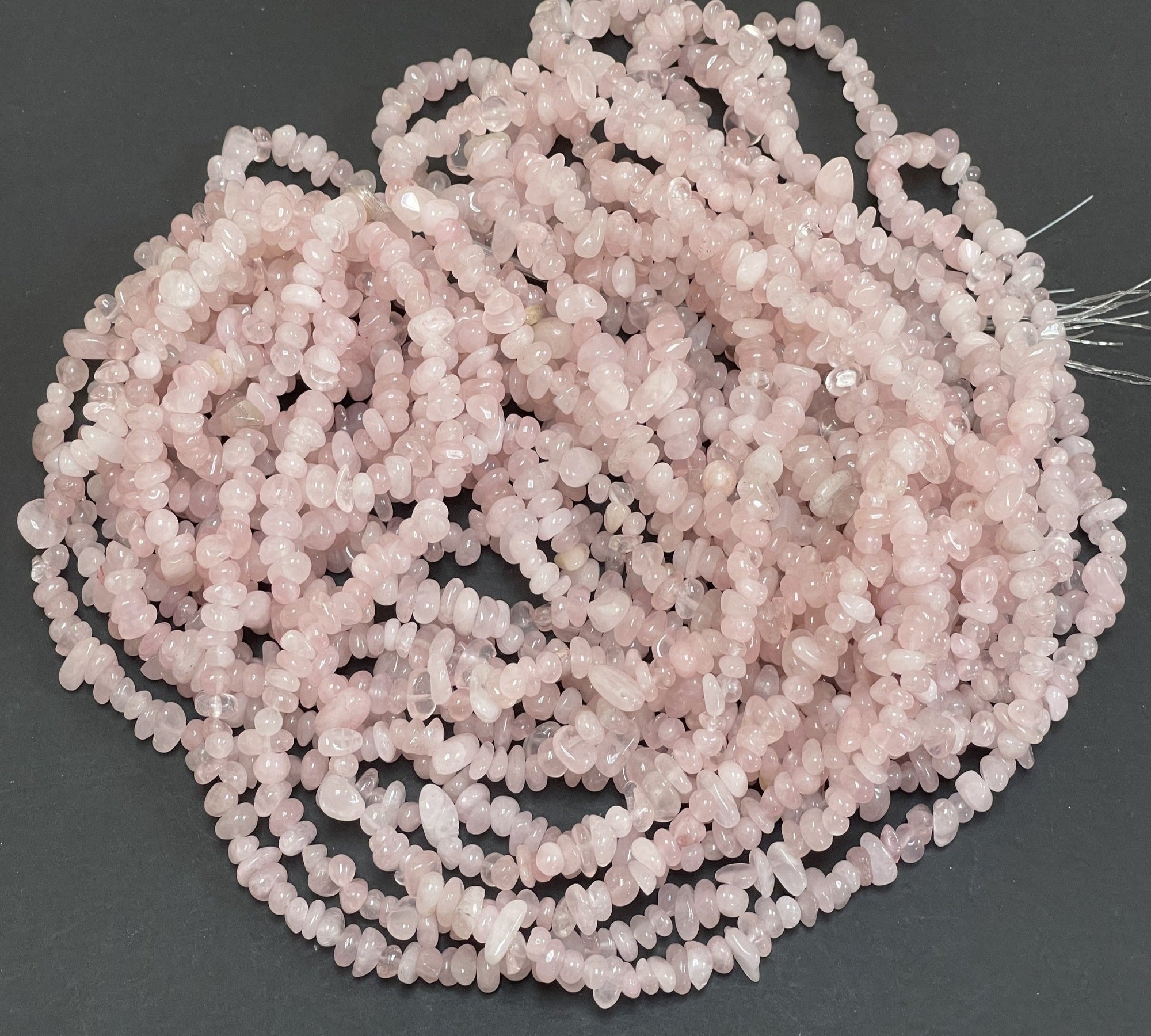 Rose Quartz 6-9mm chip beads natural gemstone chips 32" strand - Oz Beads 