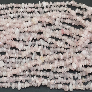 Rose Quartz 6-9mm chip beads natural gemstone chips 32" strand - Oz Beads 