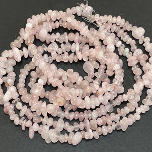 Rose Quartz 6-9mm chip beads natural gemstone chips 32" strand - Oz Beads 