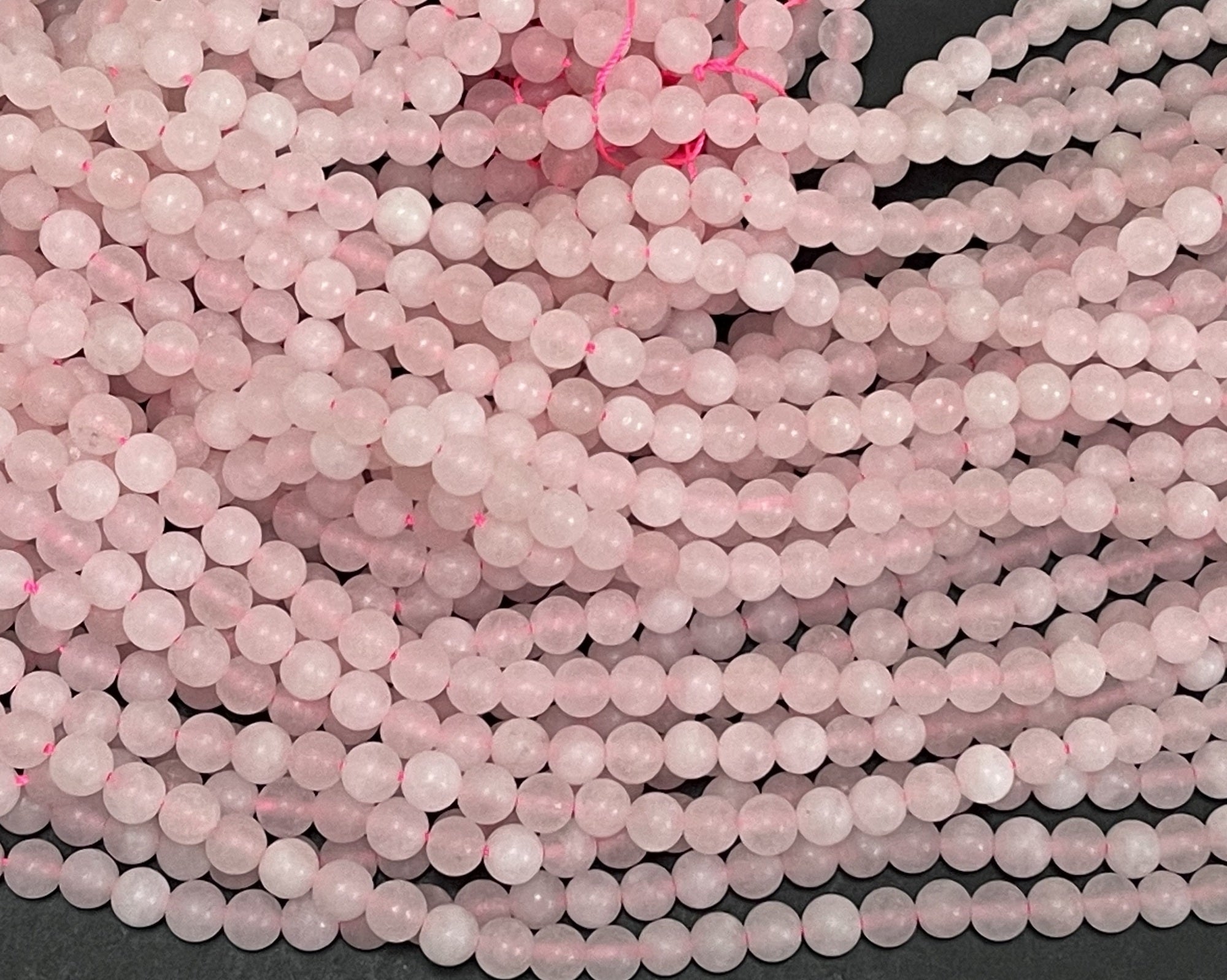 Rose Quartz matte 6mm round natural gemstone beads 15.5" strand - Oz Beads 