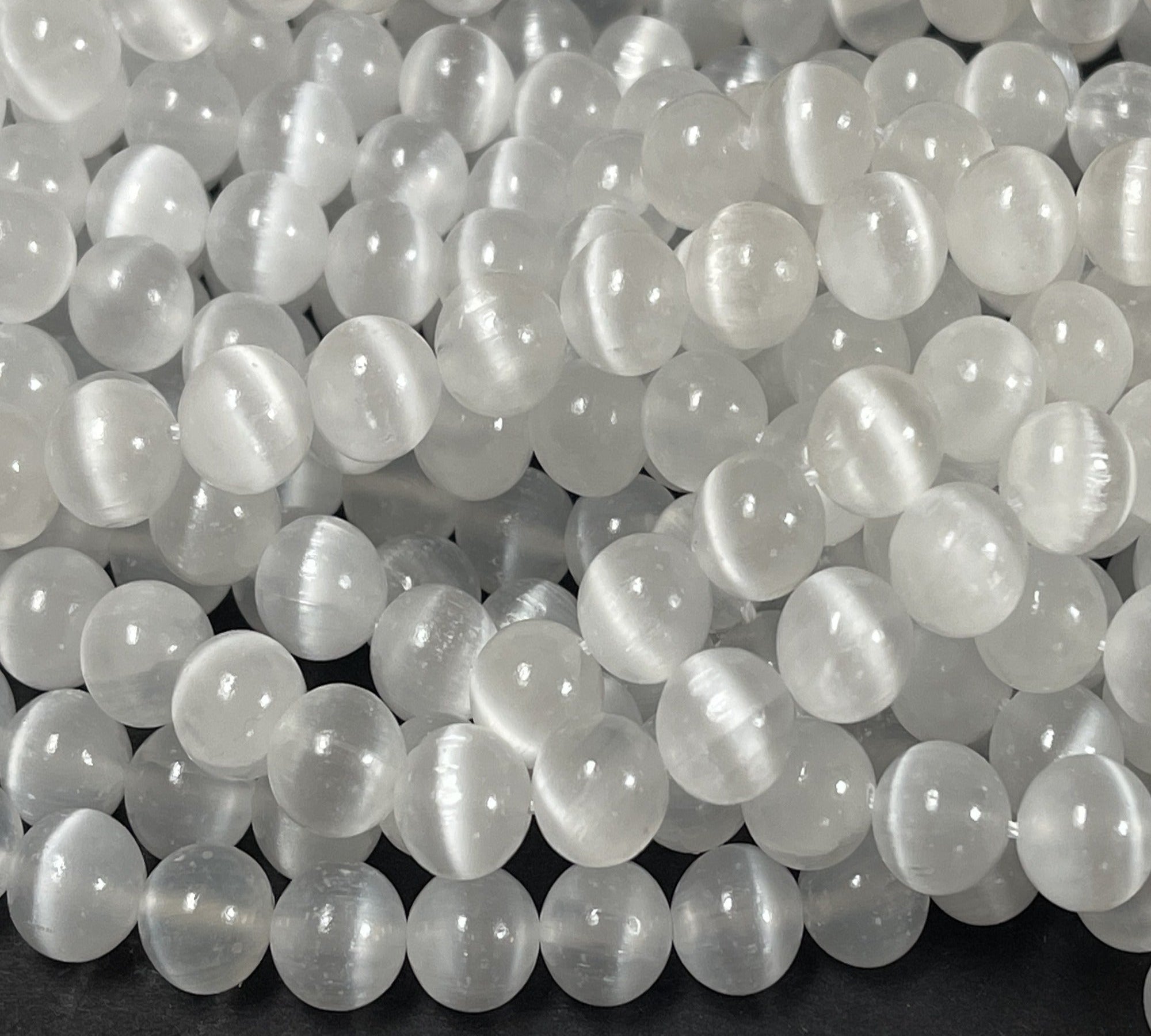 Selenite 10mm round natural gemstone beads 15" strand - Oz Beads 