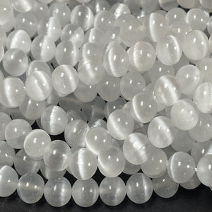 Selenite 10mm round natural gemstone beads 15" strand - Oz Beads 