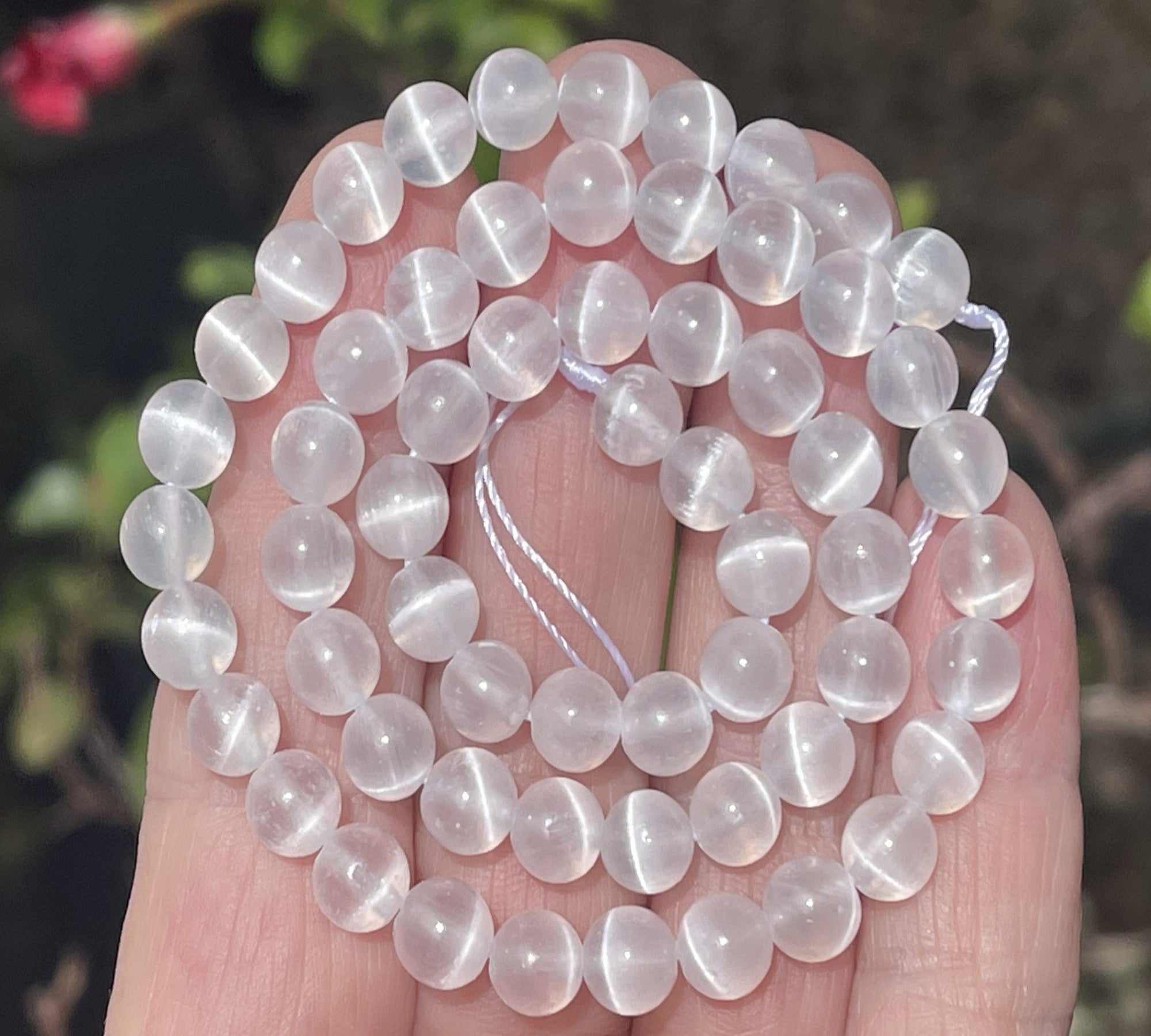 Selenite 6mm round natural gemstone beads 15.5" strand - Oz Beads 