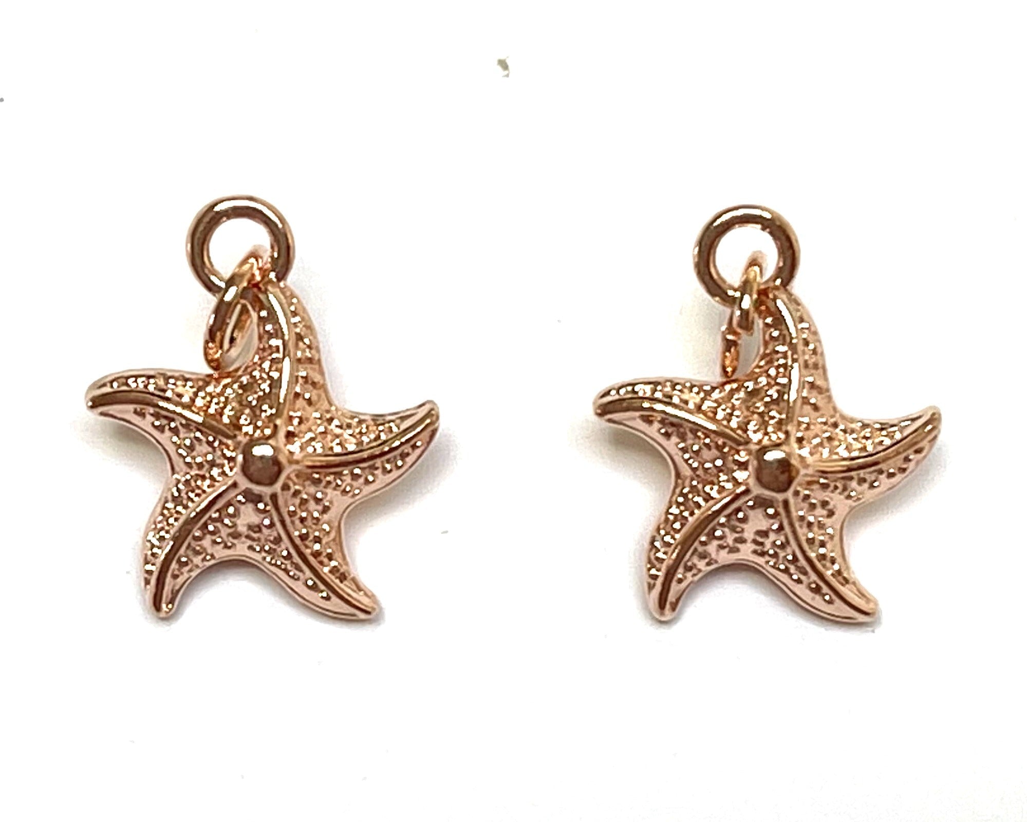 Star Fish charm 13x17mm 14K Rose Gold plated metal alloy pendant - Oz Beads 