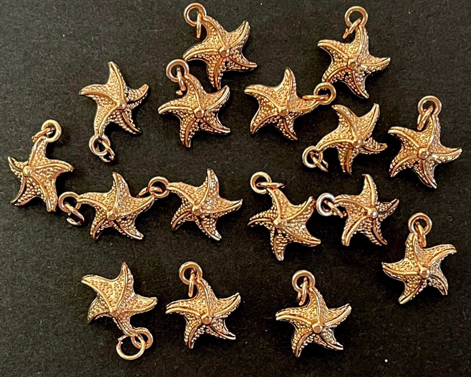 Star Fish charm 13x17mm 14K Rose Gold plated metal alloy pendant - Oz Beads 