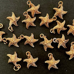 Star Fish charm 13x17mm 14K Rose Gold plated metal alloy pendant - Oz Beads 