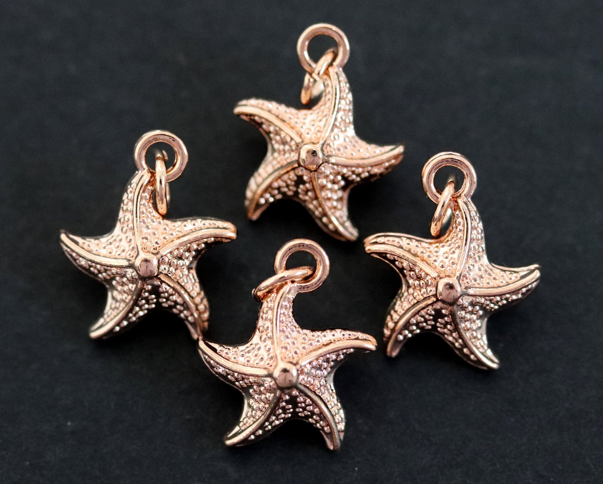 Star Fish charm 13x17mm 14K Rose Gold plated metal alloy pendant - Oz Beads 