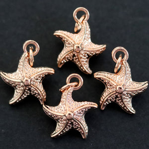Star Fish charm 13x17mm 14K Rose Gold plated metal alloy pendant - Oz Beads 