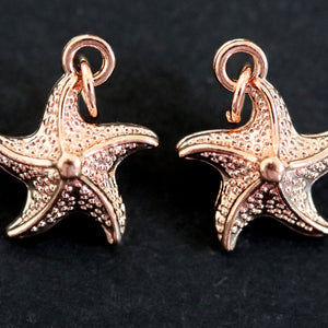 Star Fish charm 13x17mm 14K Rose Gold plated metal alloy pendant - Oz Beads 