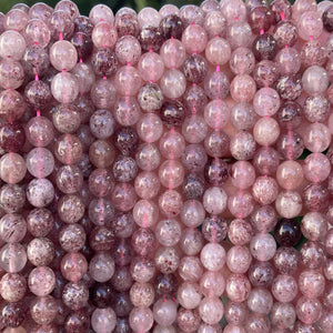 Strawberry Quartz Lepidocrocite 8mm round natural gemstone beads 15.5" strand - Oz Beads 