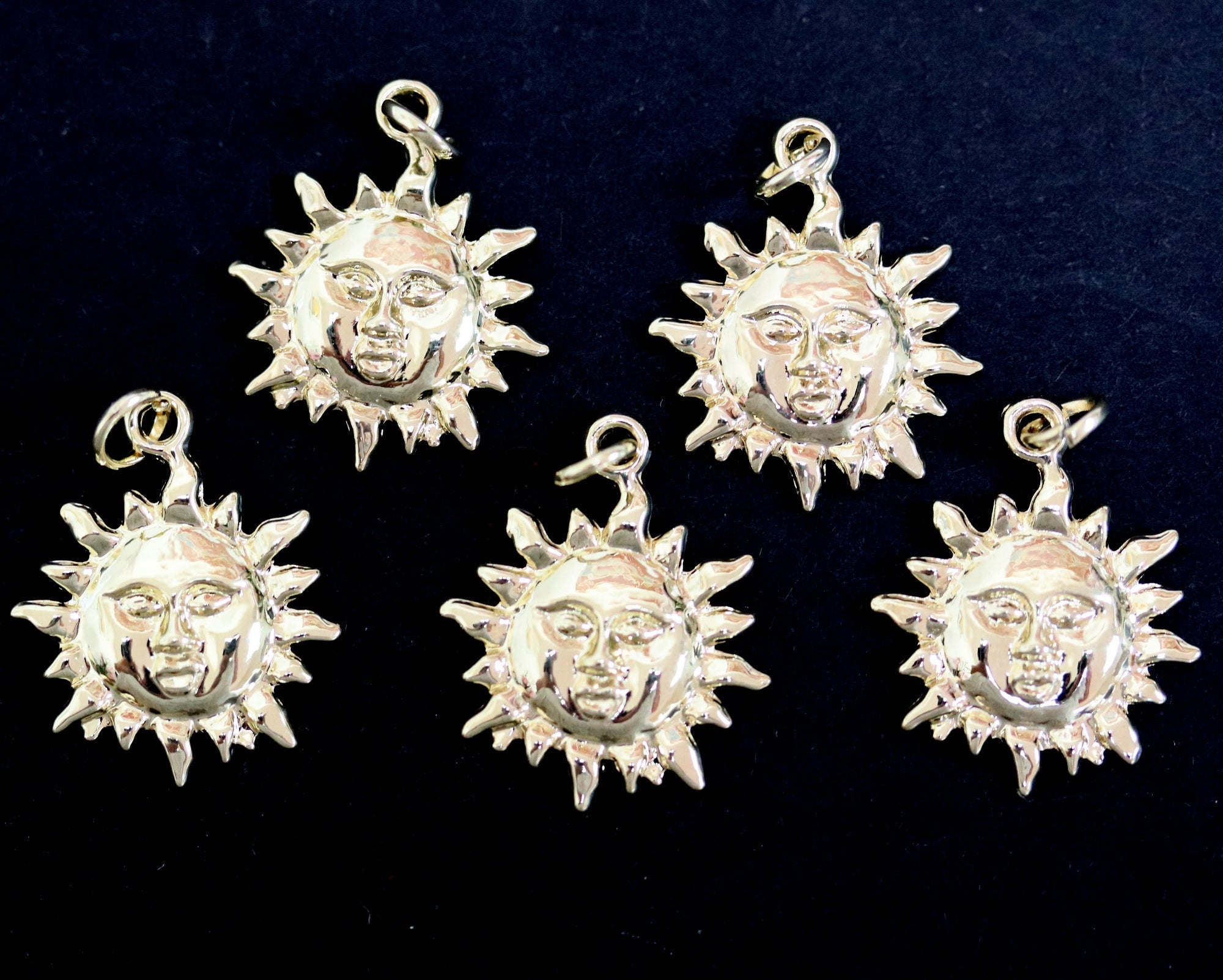 Sun charm 23x18mm 14K Gold plated metal alloy pendant - Oz Beads 