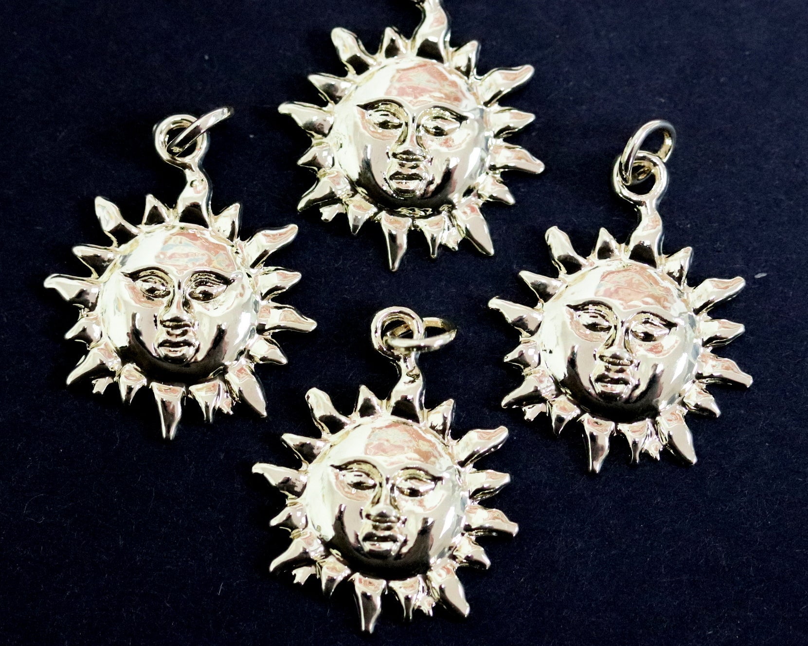 Sun charm 23x18mm 14K Gold plated metal alloy pendant - Oz Beads 
