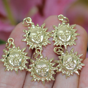 Sun charm 23x18mm 14K Gold plated metal alloy pendant - Oz Beads 