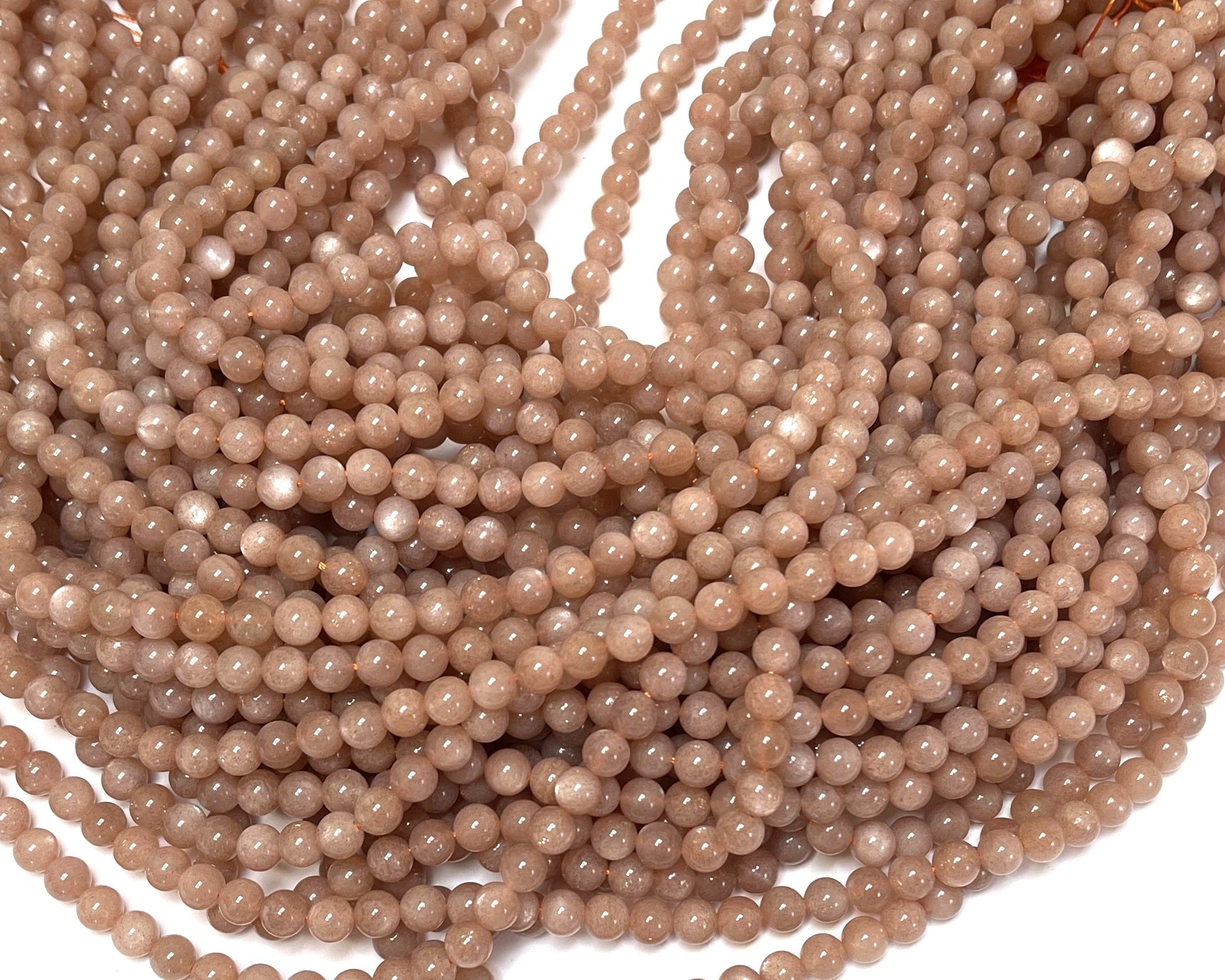 Sunstone 6mm round natural gemstone beads 15.5" strand - Oz Beads 