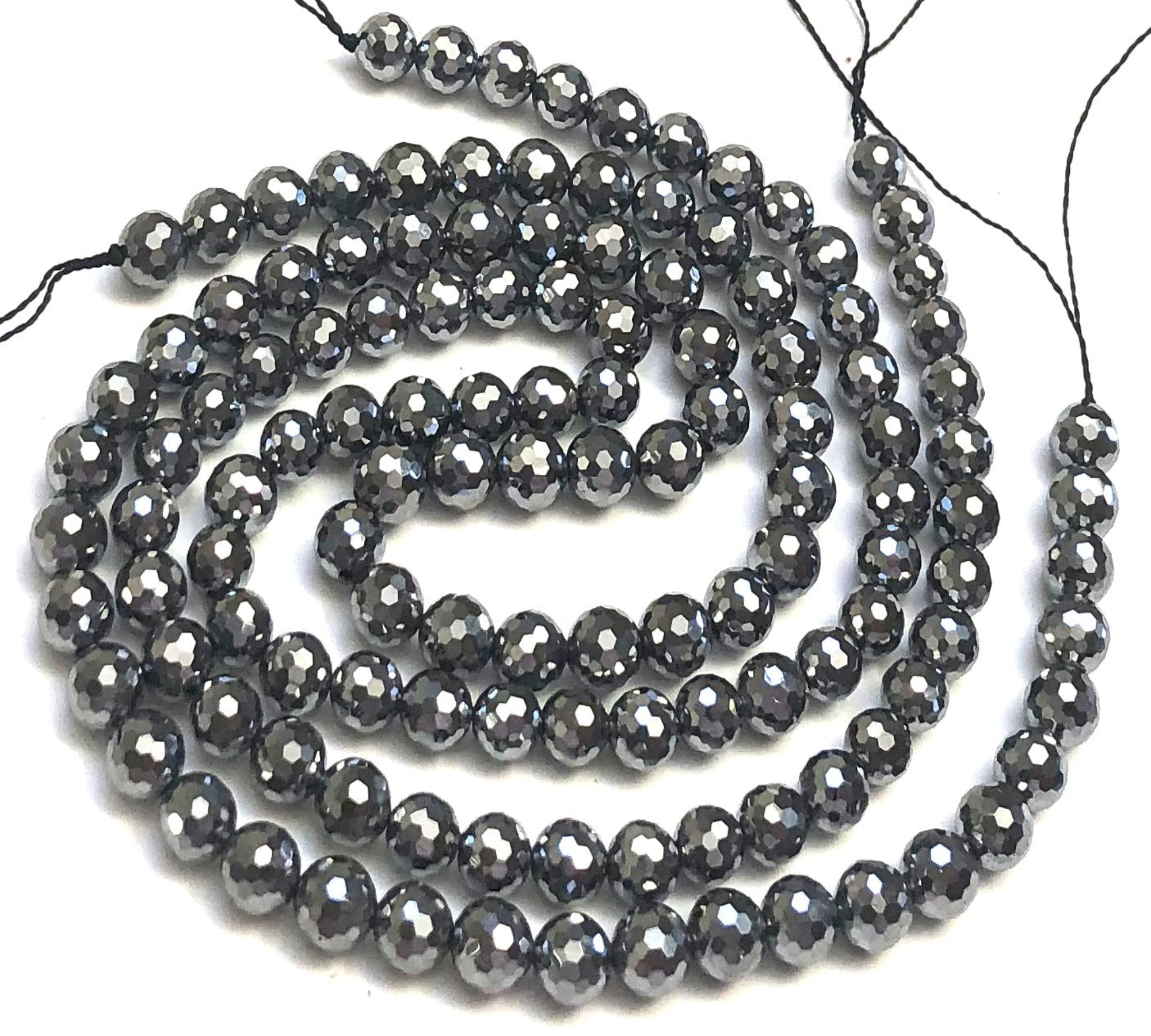 Terahertz 6mm round faceted beads genuine Terahertz energy stone 15.5" strand - Oz Beads 