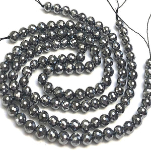 Terahertz 6mm round faceted beads genuine Terahertz energy stone 15.5" strand - Oz Beads 