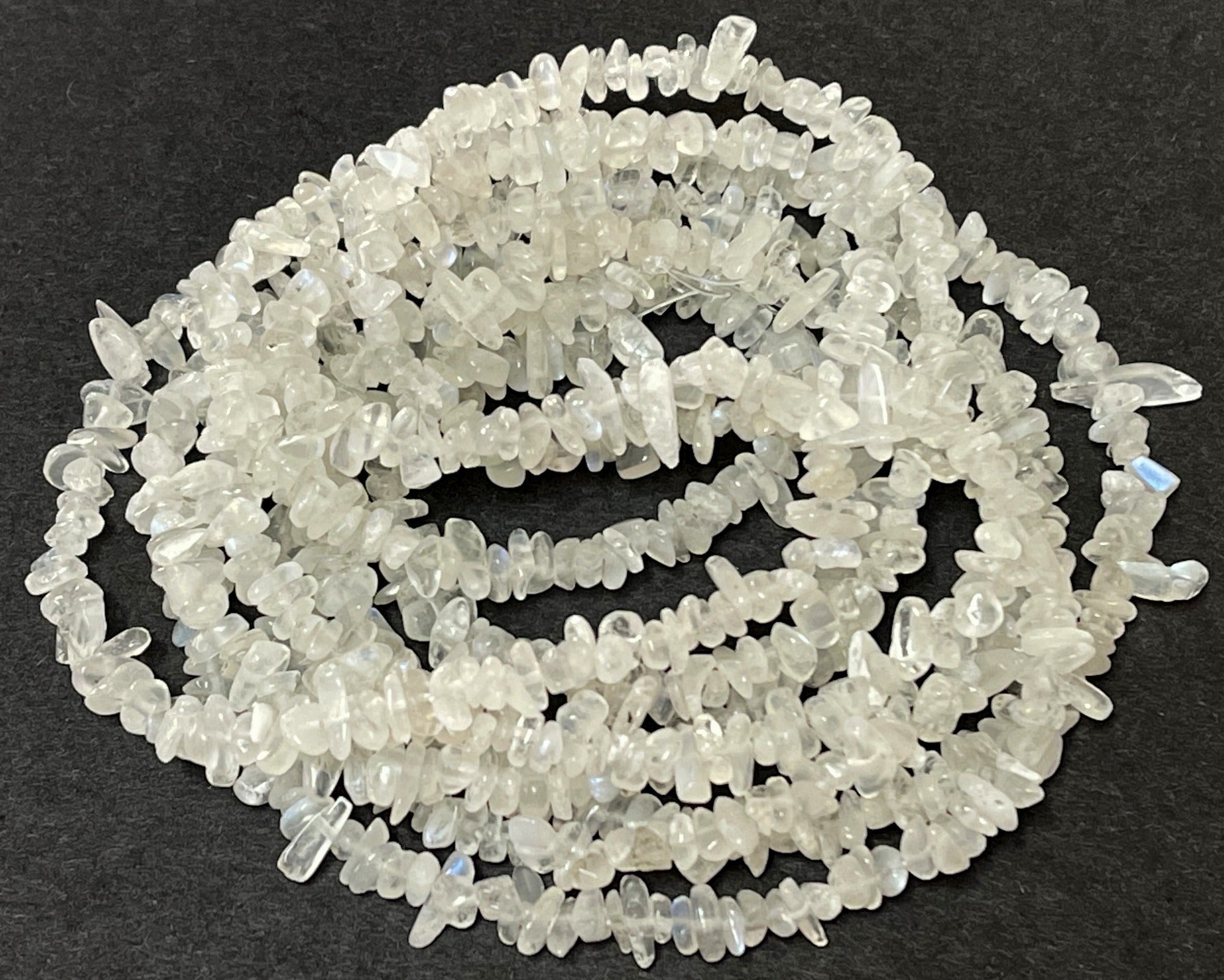 White Moonstone 4-6mm tiny chip beads natural gemstone chips 32" strand - Oz Beads 