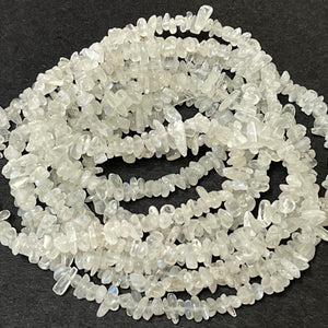 White Moonstone 4-6mm tiny chip beads natural gemstone chips 32" strand - Oz Beads 