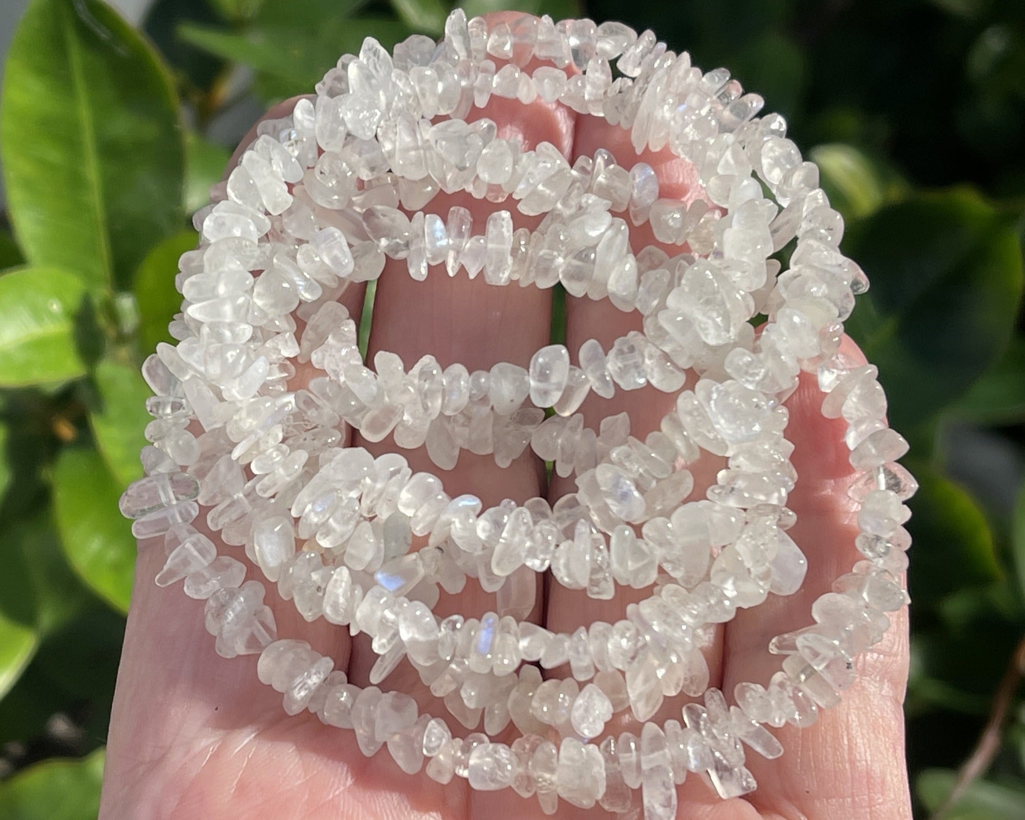 White Moonstone 4-6mm tiny chip beads natural gemstone chips 32" strand - Oz Beads 