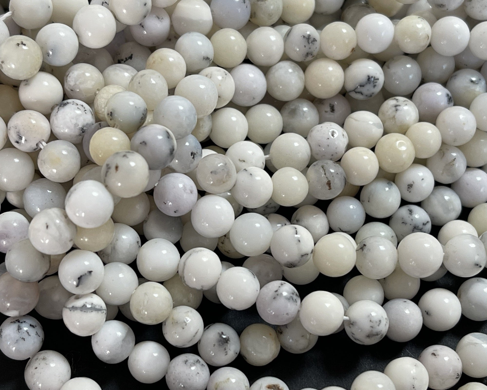 White Opal 6mm round natural gemstone beads 15.5" strand - Oz Beads 