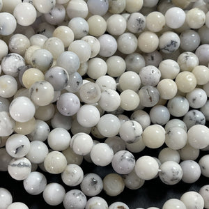 White Opal 6mm round natural gemstone beads 15.5" strand - Oz Beads 