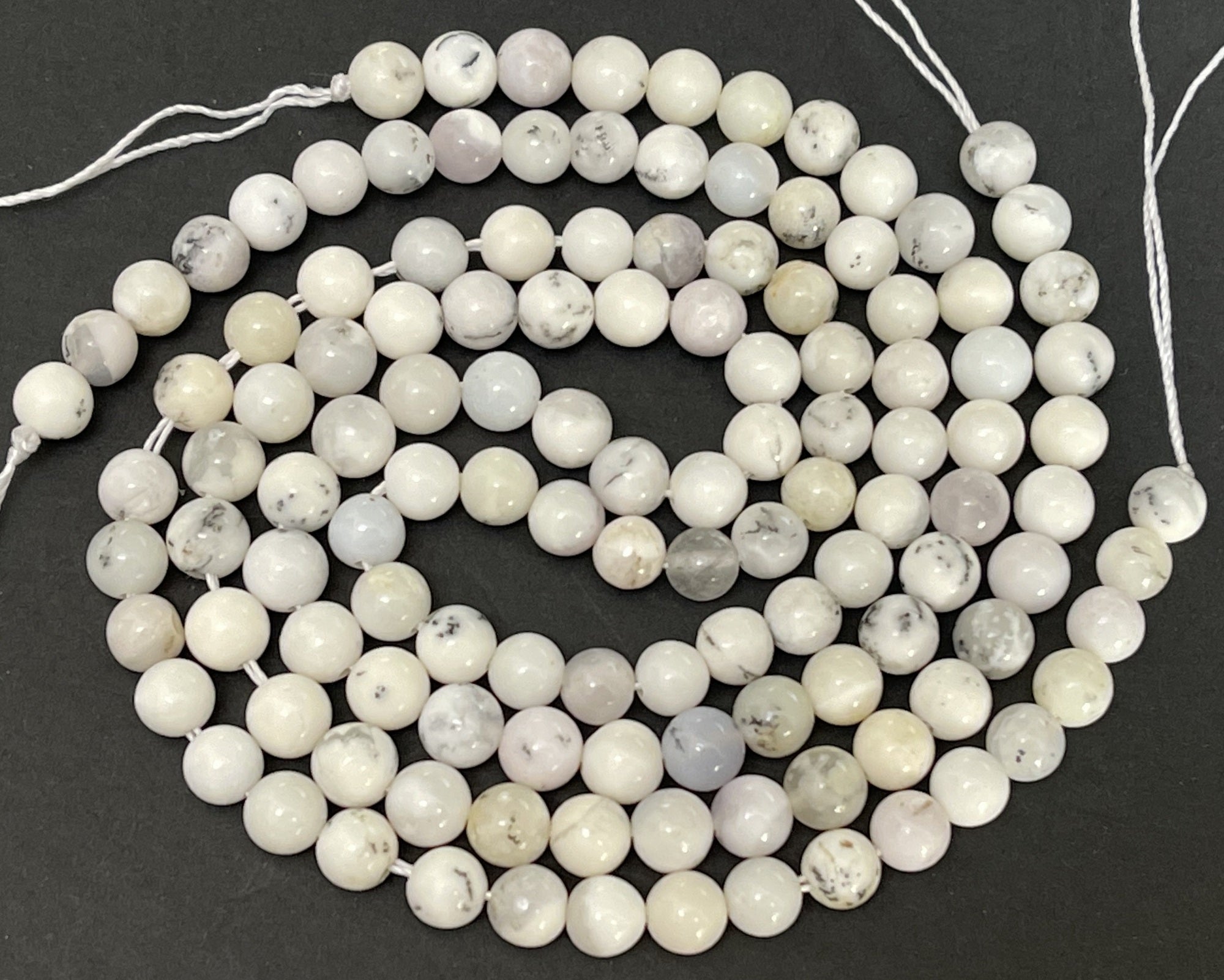 White Opal 6mm round natural gemstone beads 15.5" strand - Oz Beads 