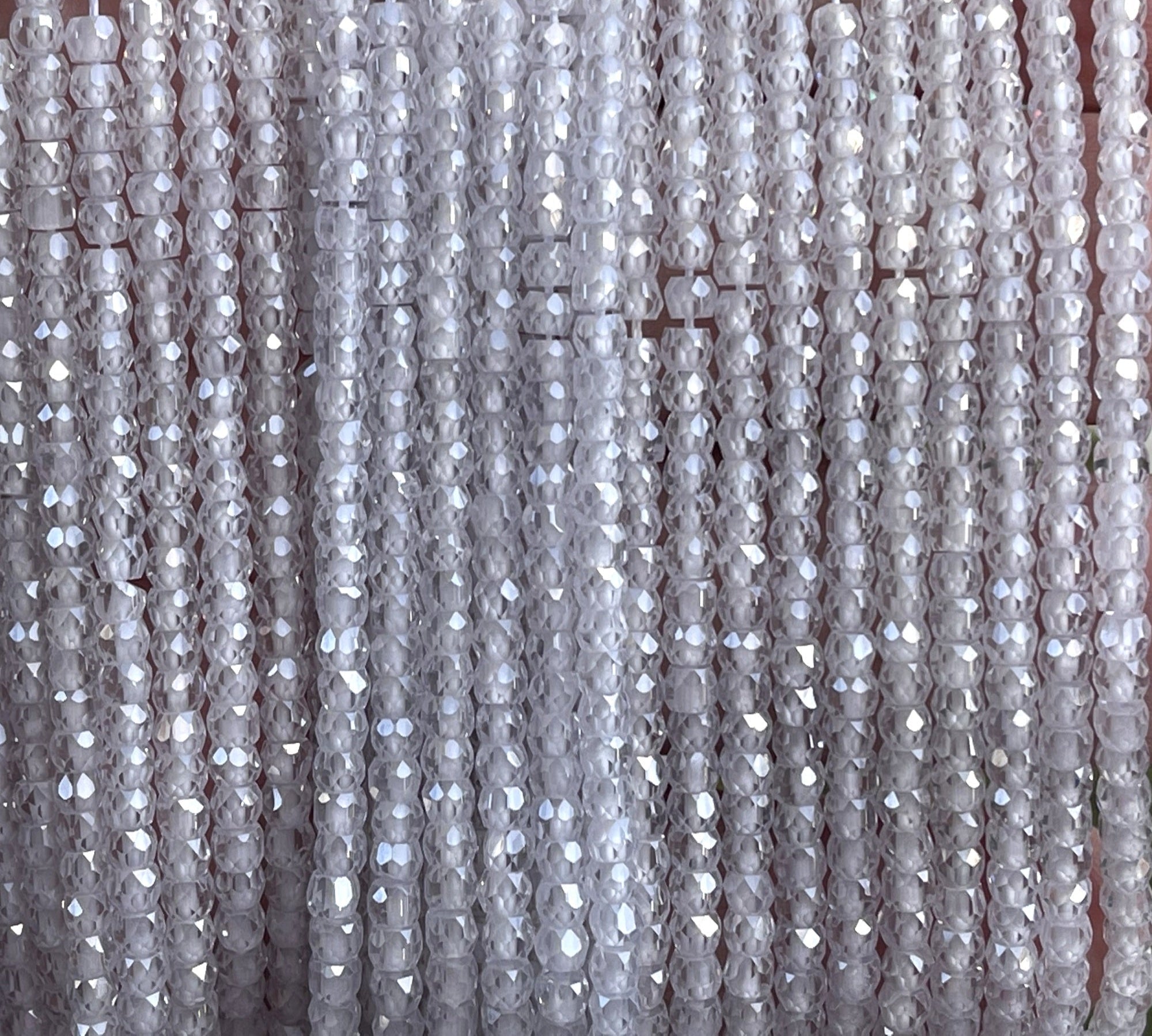 White Zircon 3x2mm rondelle micro faceted sparkling CZ beads 15" strand - Oz Beads 