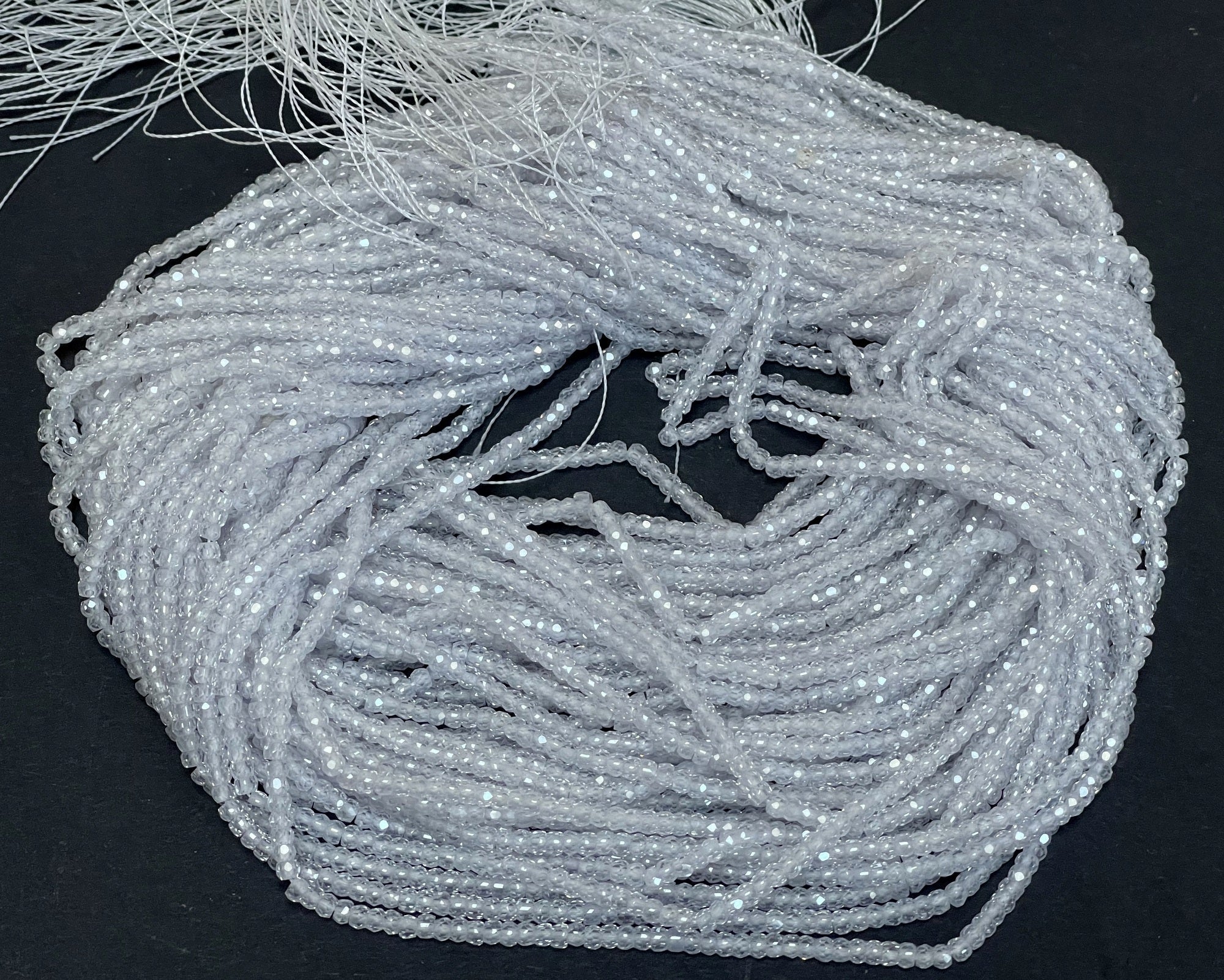 White Zircon 3x2mm rondelle micro faceted sparkling CZ beads 15" strand - Oz Beads 