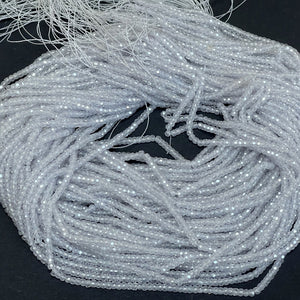 White Zircon 3x2mm rondelle micro faceted sparkling CZ beads 15" strand - Oz Beads 