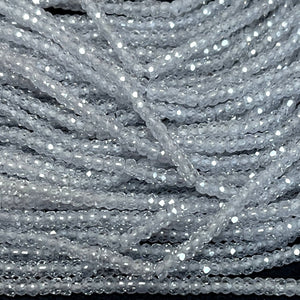 White Zircon 3x2mm rondelle micro faceted sparkling CZ beads 15" strand - Oz Beads 