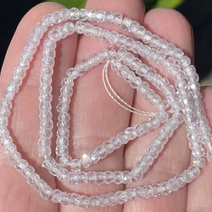 White Zircon 3x2mm rondelle micro faceted sparkling CZ beads 15" strand - Oz Beads 