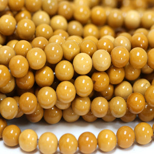 Yellow Mookaite Jasper 8mm round natural gemstone beads 15" strand - Oz Beads 