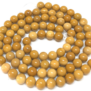 Yellow Mookaite Jasper 8mm round natural gemstone beads 15" strand - Oz Beads 