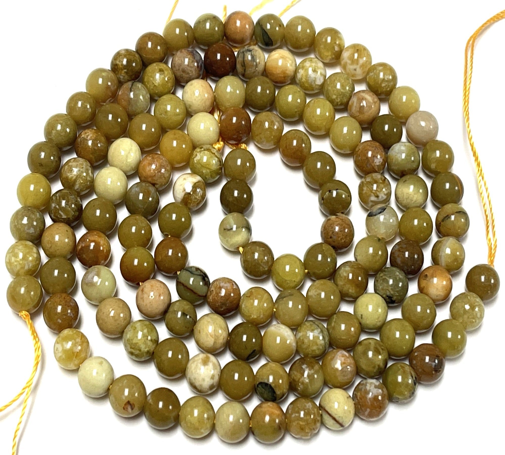 Yellow Opal 6mm round natural gemstone beads 15.5" strand - Oz Beads 