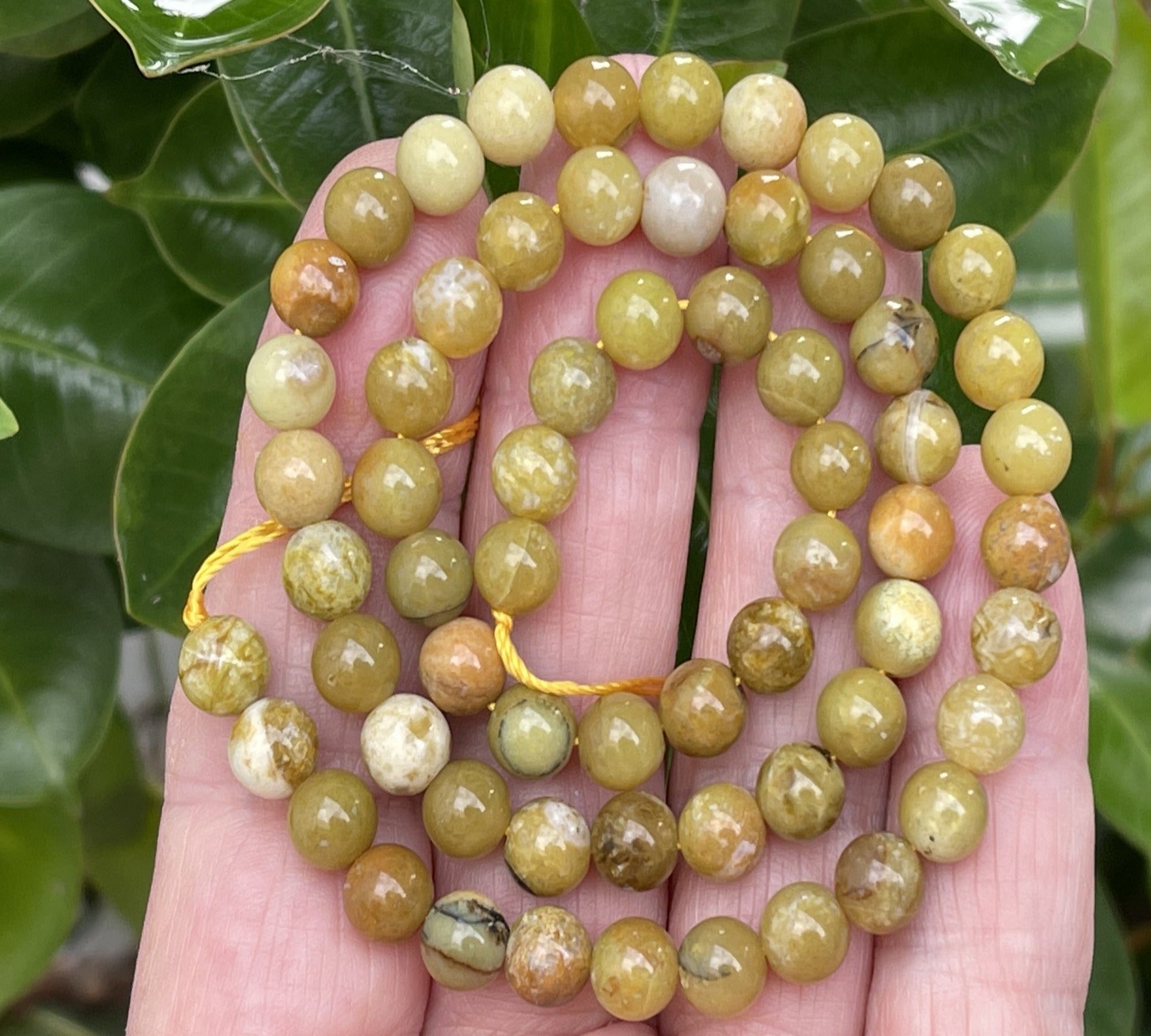 Yellow Opal 6mm round natural gemstone beads 15.5" strand - Oz Beads 