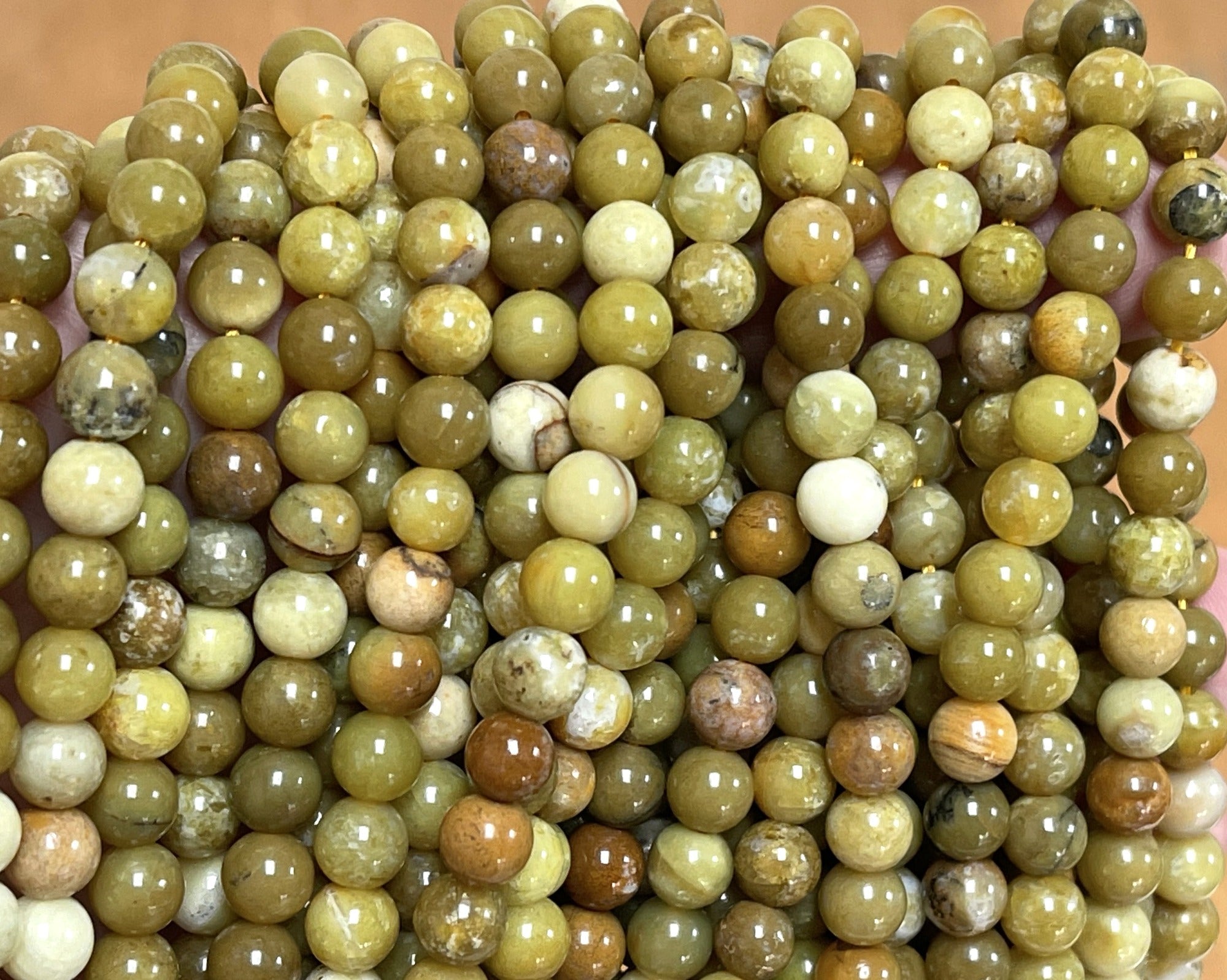 Yellow Opal 6mm round natural gemstone beads 15.5" strand - Oz Beads 