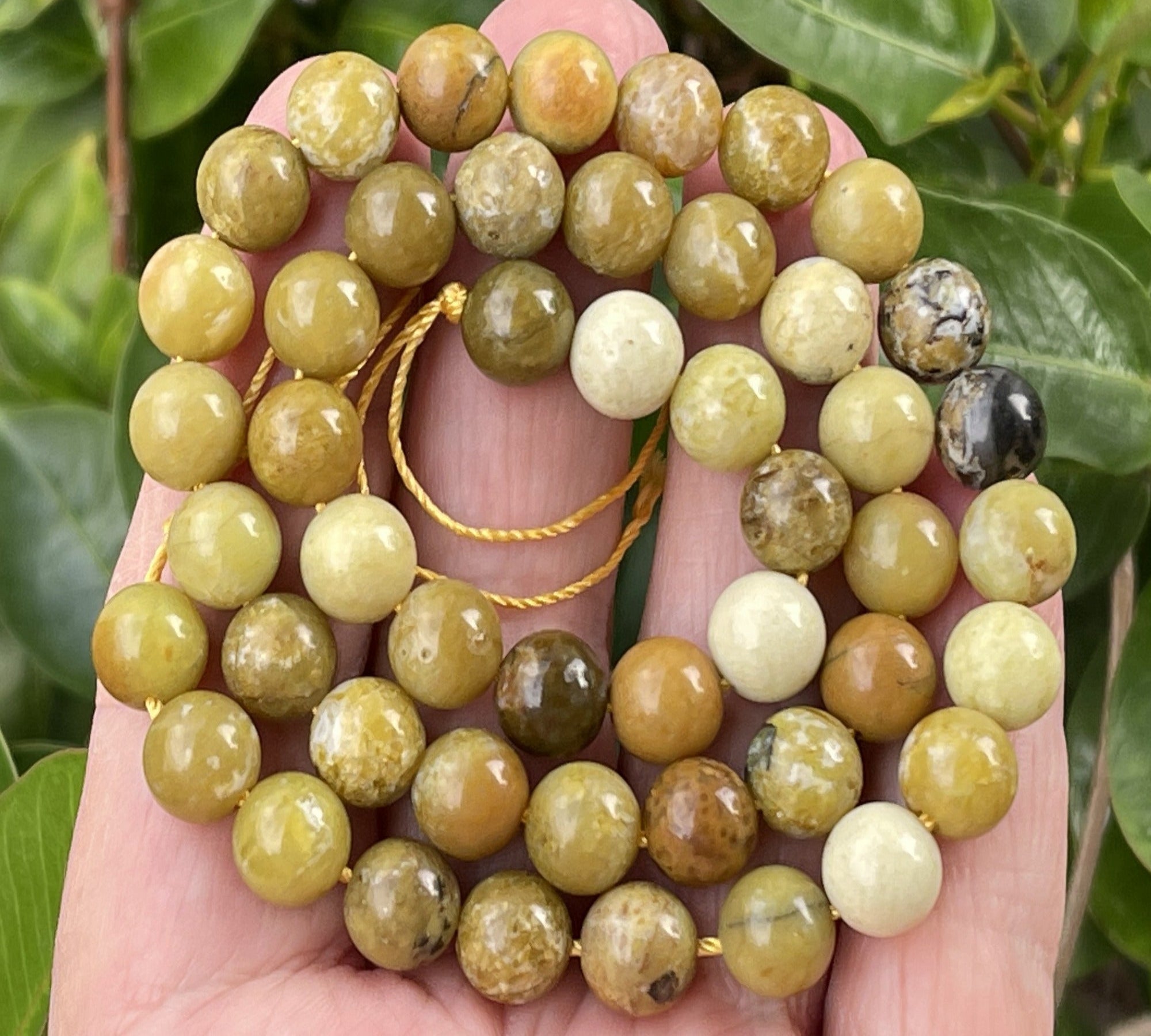Yellow Opal 8mm round natural gemstone beads 15.5" strand - Oz Beads 
