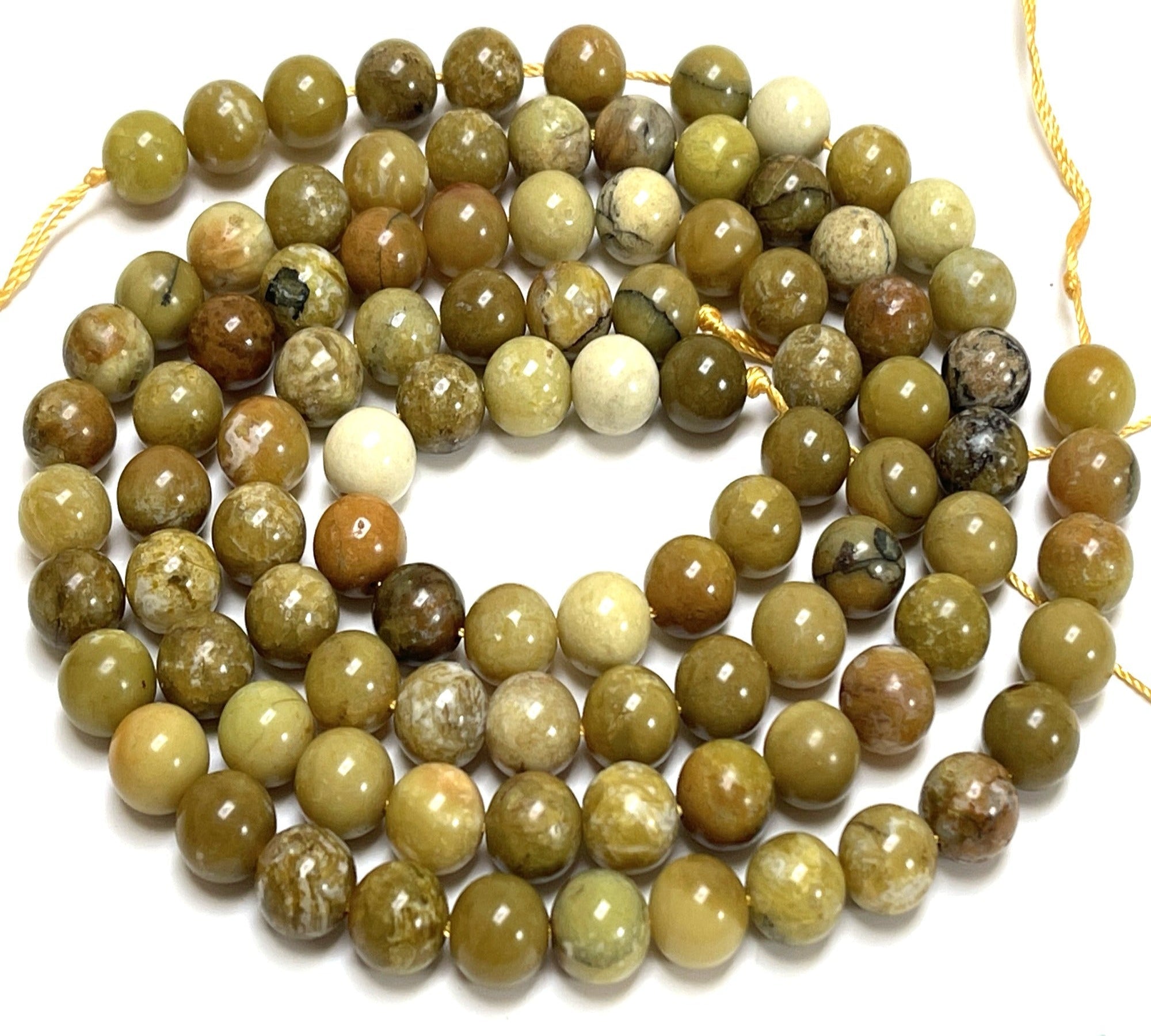 Yellow Opal 8mm round natural gemstone beads 15.5" strand - Oz Beads 